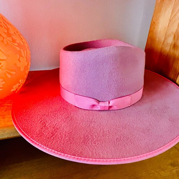 Lack of Color Fedora Rancher Rose Pink Women's Hat Small Wool Felt Grosgrain - Picture 16 of 16